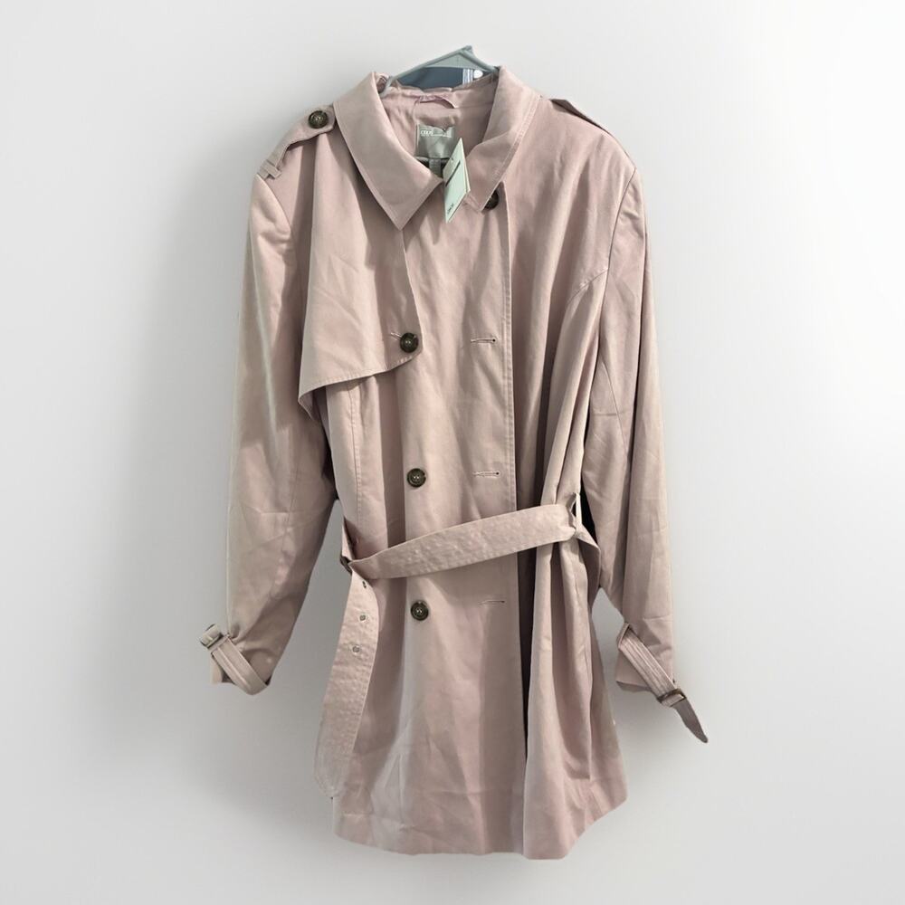 ASOS Curve belted Oversized Short Trench coat Dusty Pink Sz 24 Double-breasted